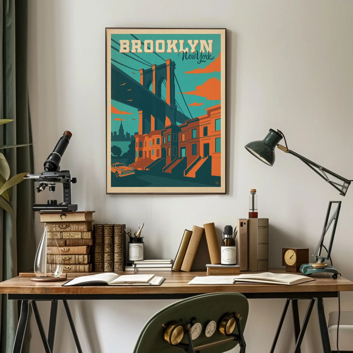 Brooklyn Bridge New York City Poster Vintage Wall Art