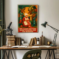 Mrs. Claus Knitting For Reindeer Poster