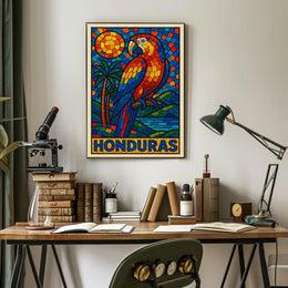 Honduras Vibrant Parrot Mosaic Poster