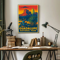 Guadalupe National Park Sunset Vintage Travel Voyager Poster