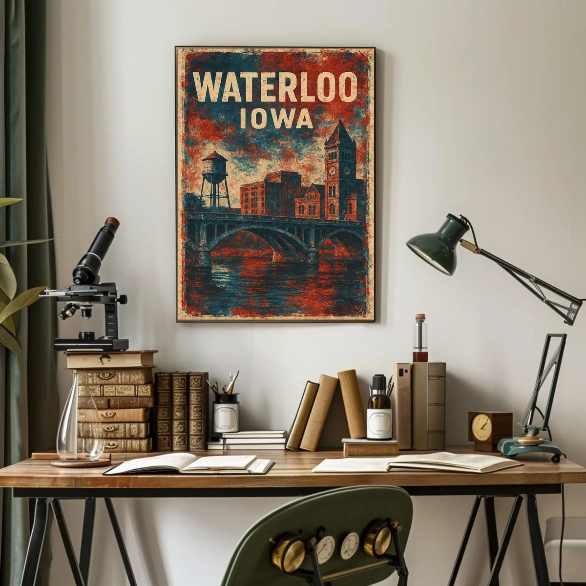 Waterloo Iowa Skyline Minimalist Realism Wanderlust Poster