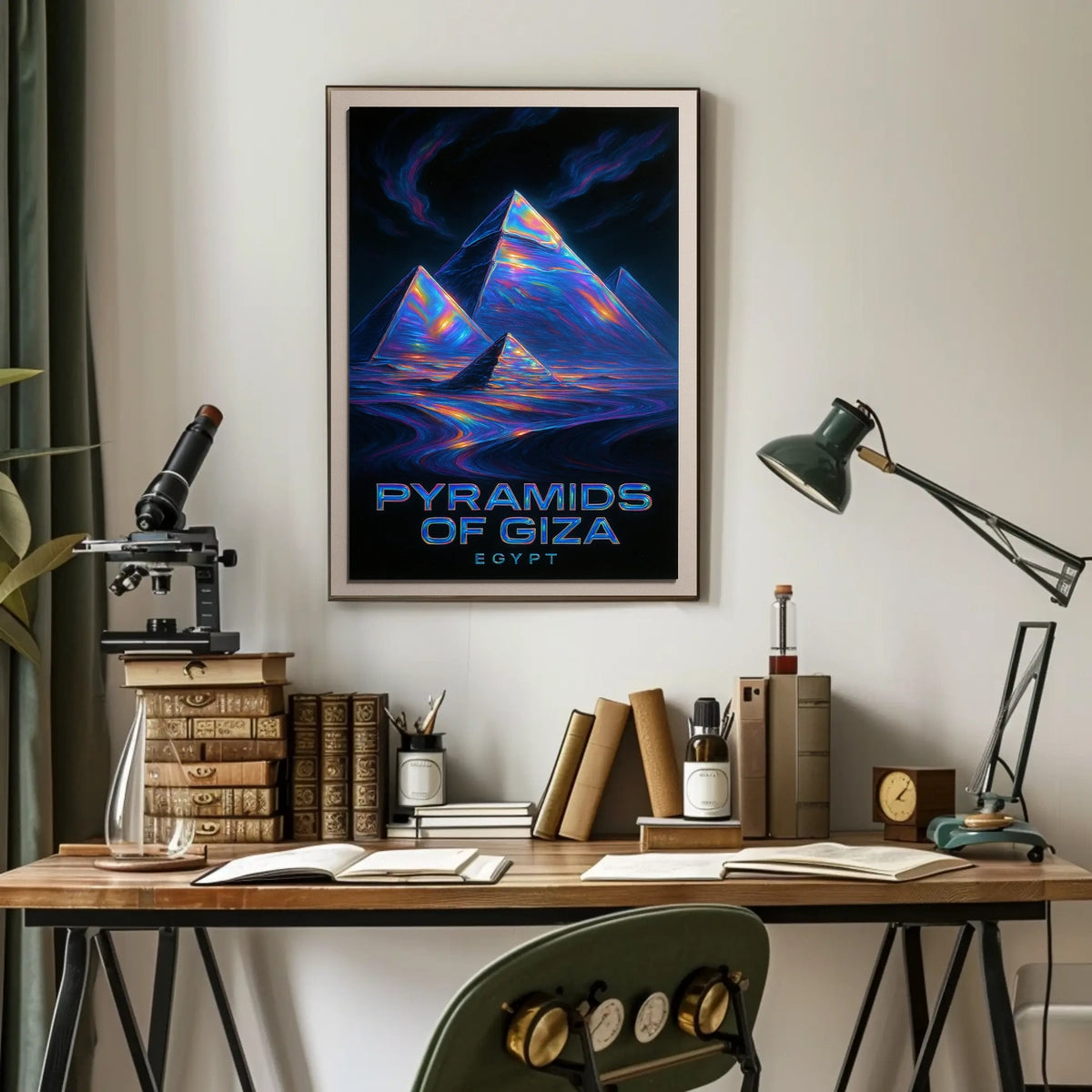 Mystical Pyramids Giza Futuristic SciFi Dreamers Poster