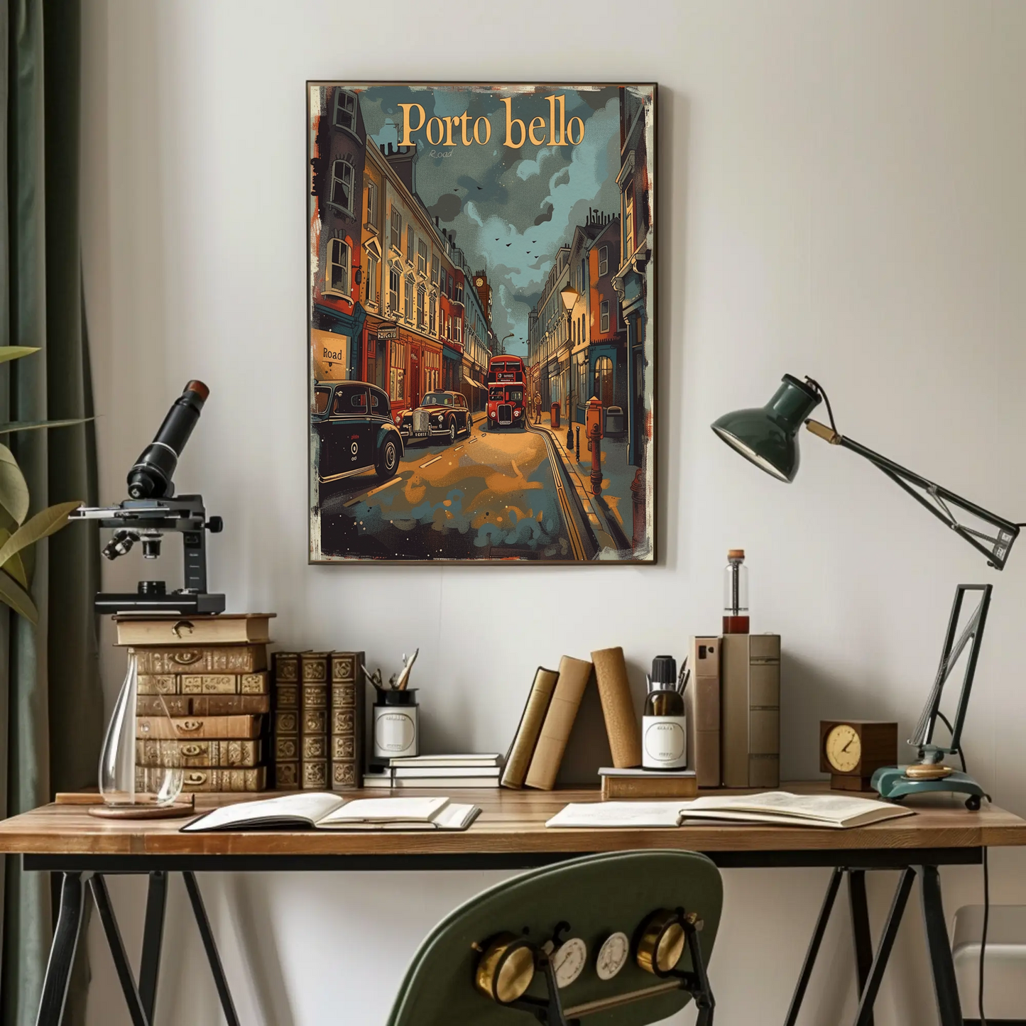 Portobello Road London Vintage Street Travel Poster