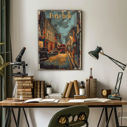 Portobello Road London Vintage Street Travel Poster