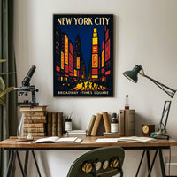 Stylized New York Urban Energy: Times Square Travel Poster