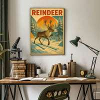 Reindeer On Skis Poster