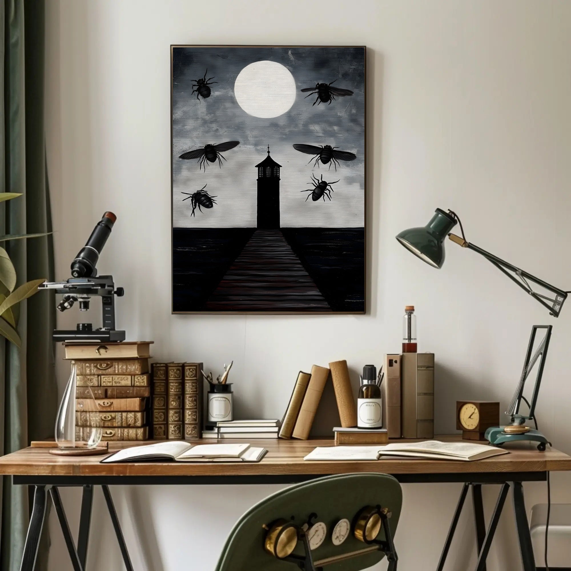 Eerie Lighthouse Under Moonlight: Fantasy or Mythology Poster PosterGoat
