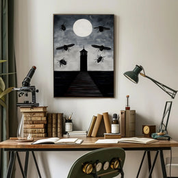 Eerie Lighthouse Under Moonlight: Fantasy or Mythology Poster PosterGoat