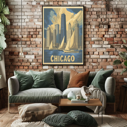 Chicago Skyline with Sailboats