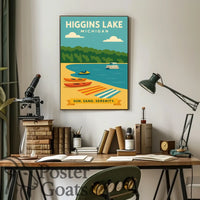 Higgins Lake Michigan Travel Poster