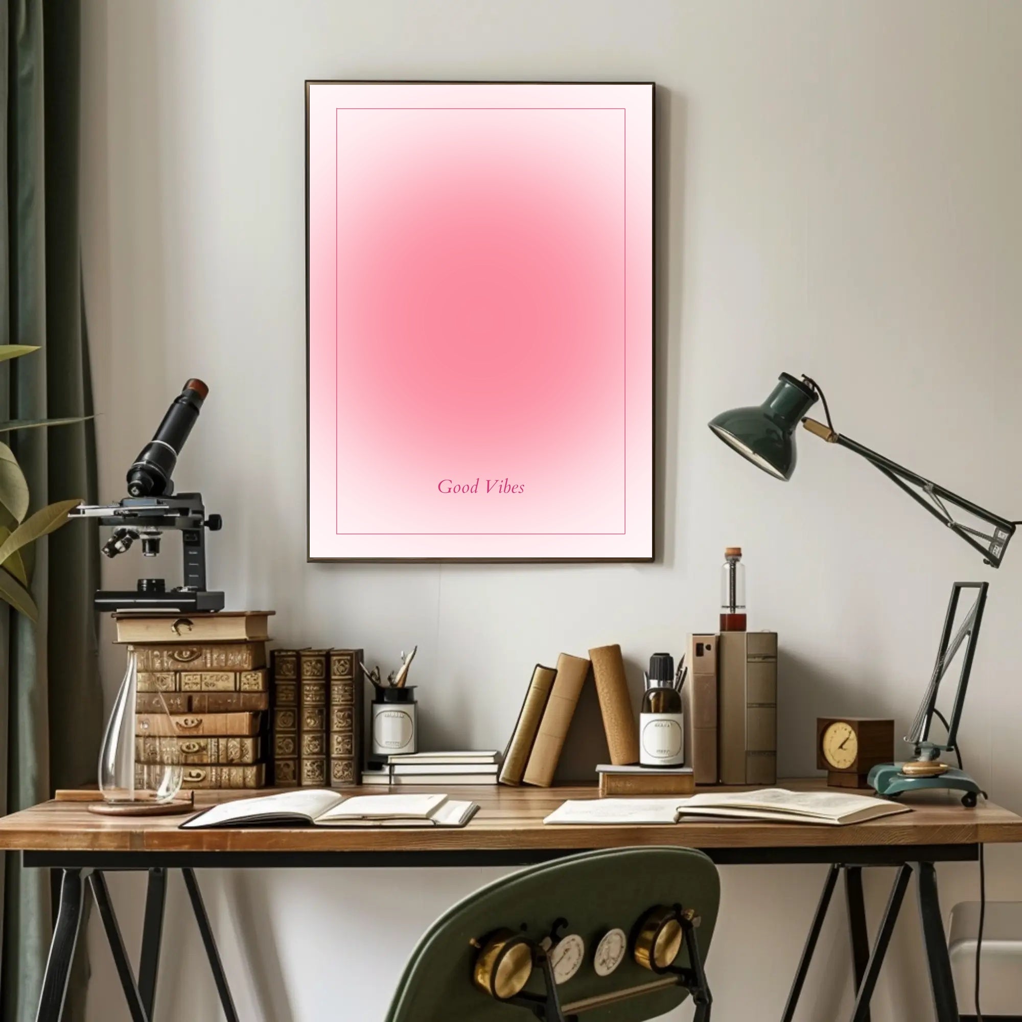 Good Vibes Soft Pink Minimalism Motivational or Quote Poster PosterGoat