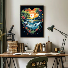 Heart-Shaped Surreal Nature Landscape Poster Art