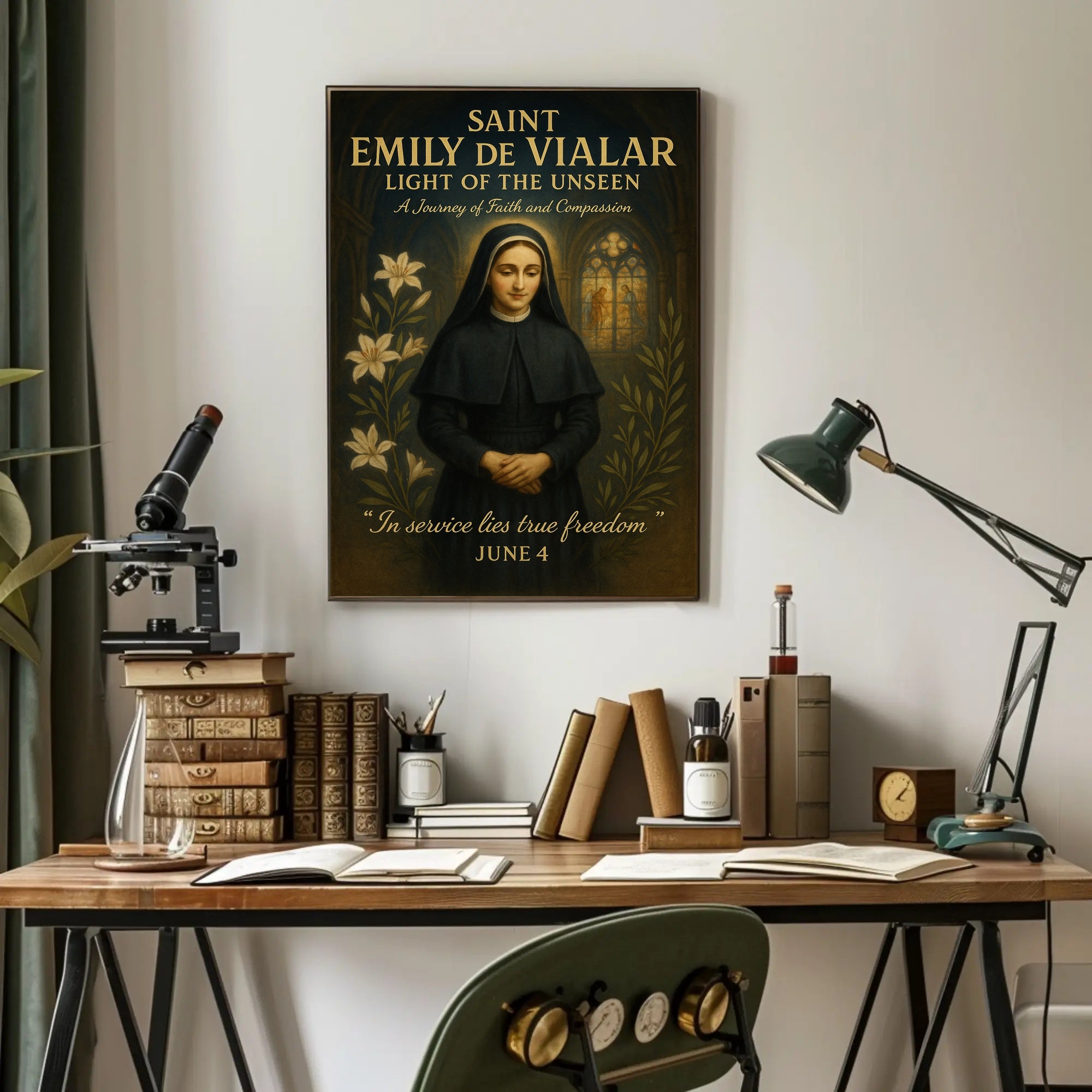 Saint Emily de Vialar Vintage Religious Artwork Poster