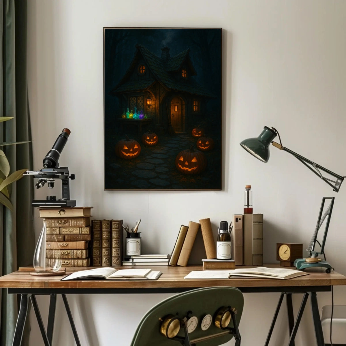 Enchanting Halloween Cottage Gothic Digital Painting Poster