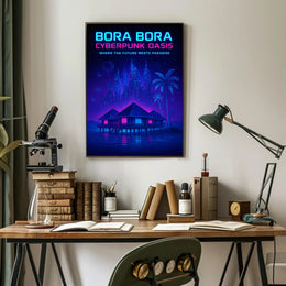 Bora Bora Cyberpunk Oasis Poster PosterGoat