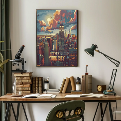 New York City Empire Skyline Travel Poster