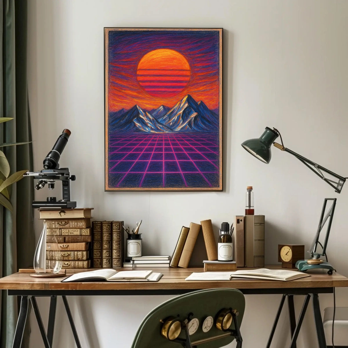Retro-Futuristic Sunset Vaporwave Futuristic Sci-Fi Poster