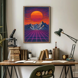 Retro-Futuristic Sunset Vaporwave Futuristic Sci-Fi Poster