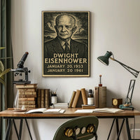 Dwight Eisenhower Vintage Linocut Portrait Poster