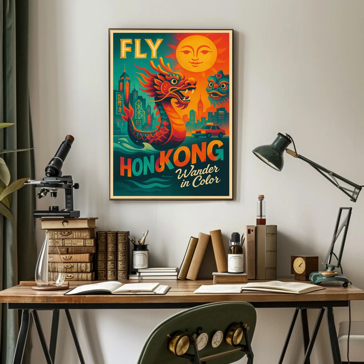 Fly To Hong Kong Wander In Color Poster