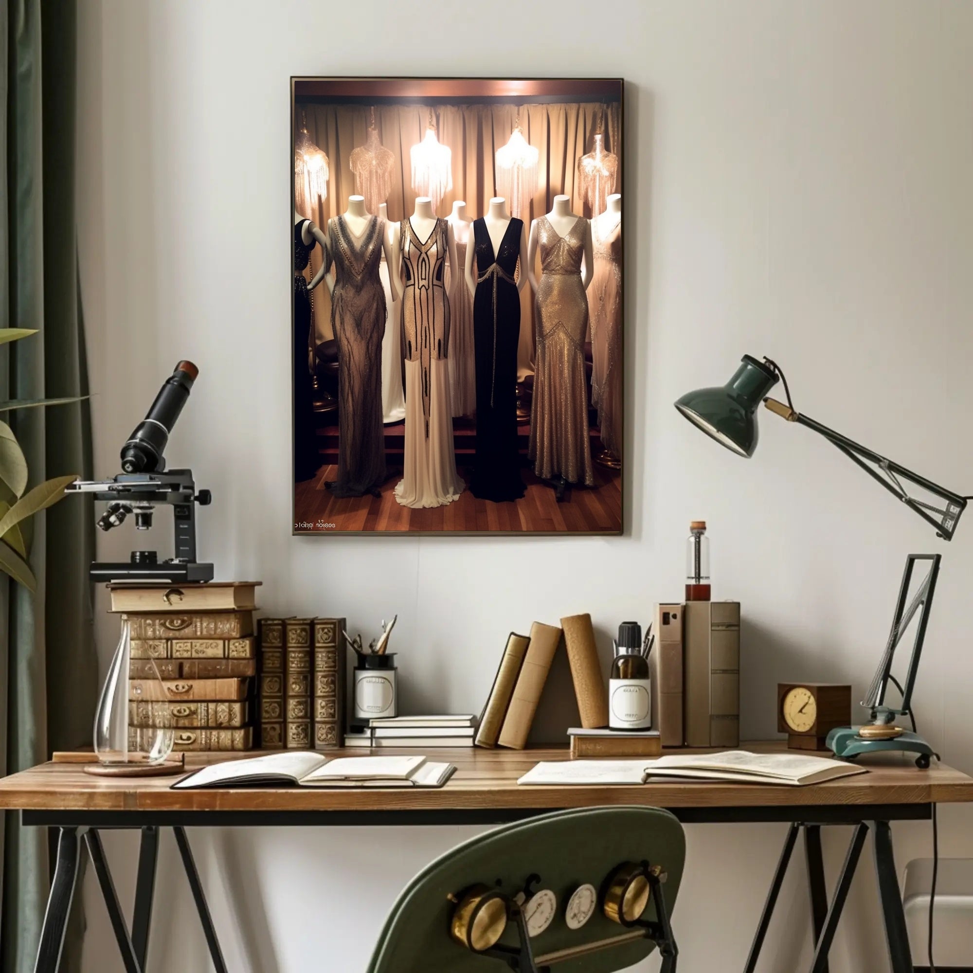 Elegant Evening Gowns Display Poster