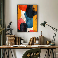 Vibrant Abstract Art with Textured Shapes - Artistic Poster PosterGoat
