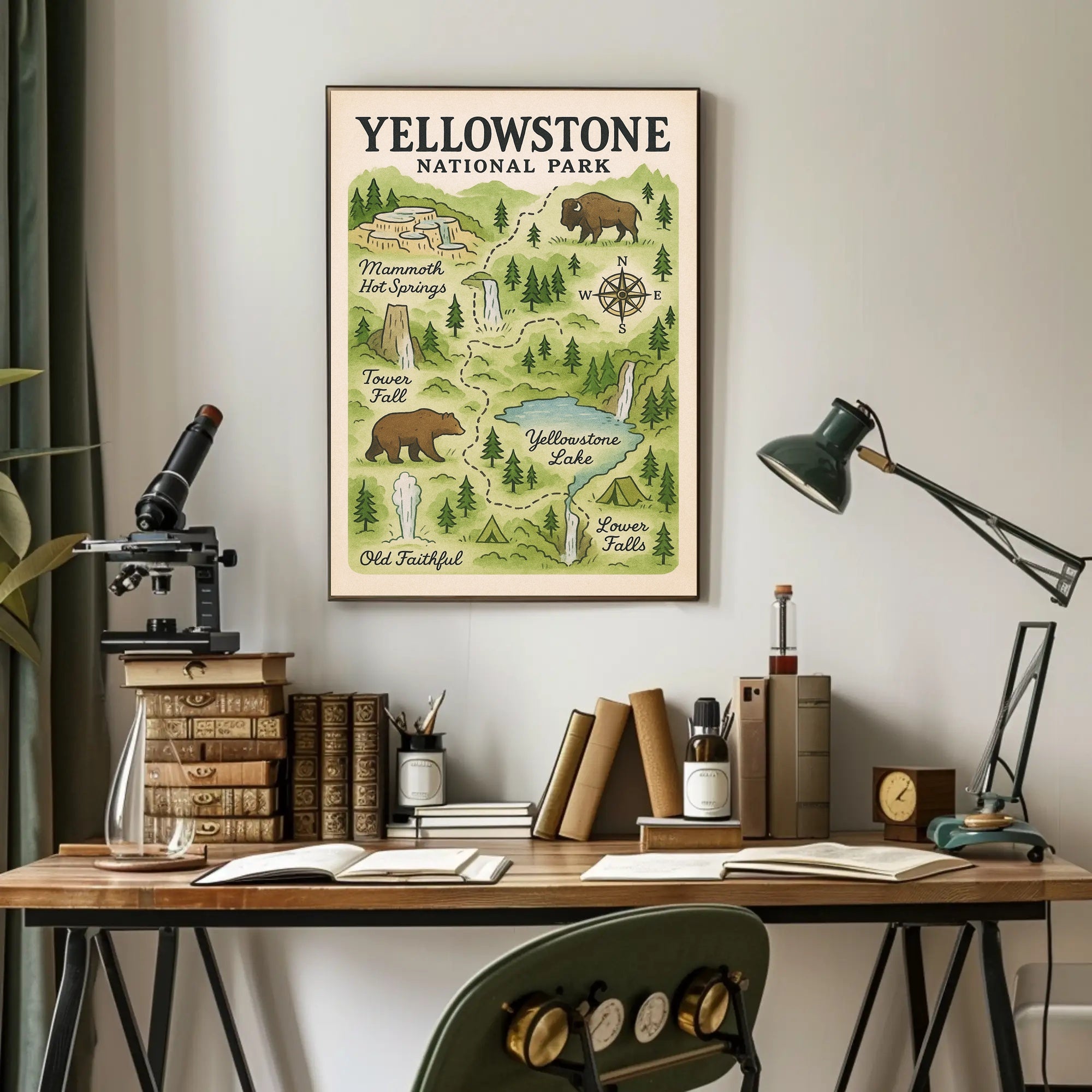 Yellowstone National Park Map Poster PosterGoat
