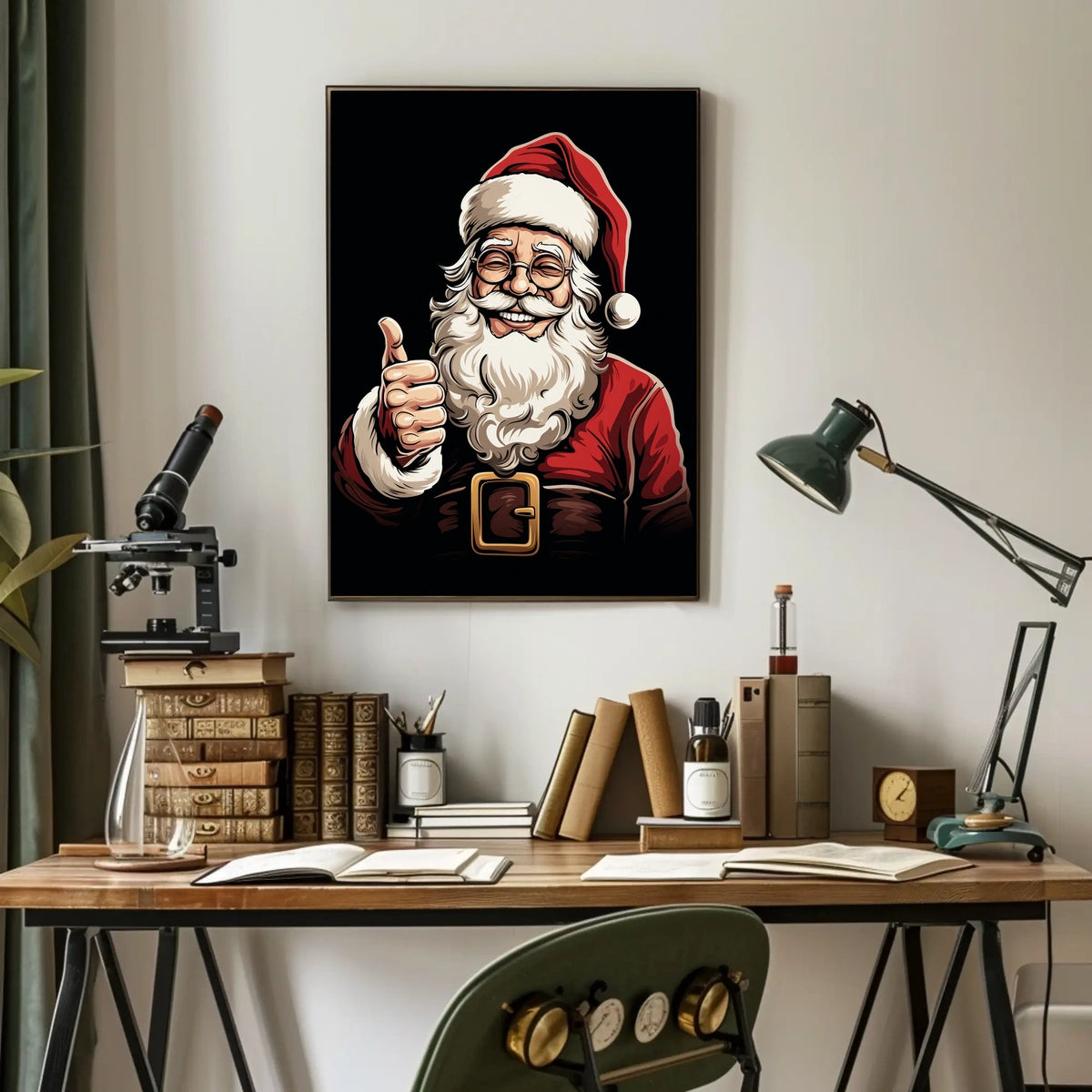 Santa Claus Cheerful Red Traditional Christmas Artwork Poster