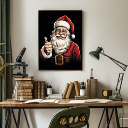 Santa Claus Cheerful Red Traditional Christmas Artwork Poster