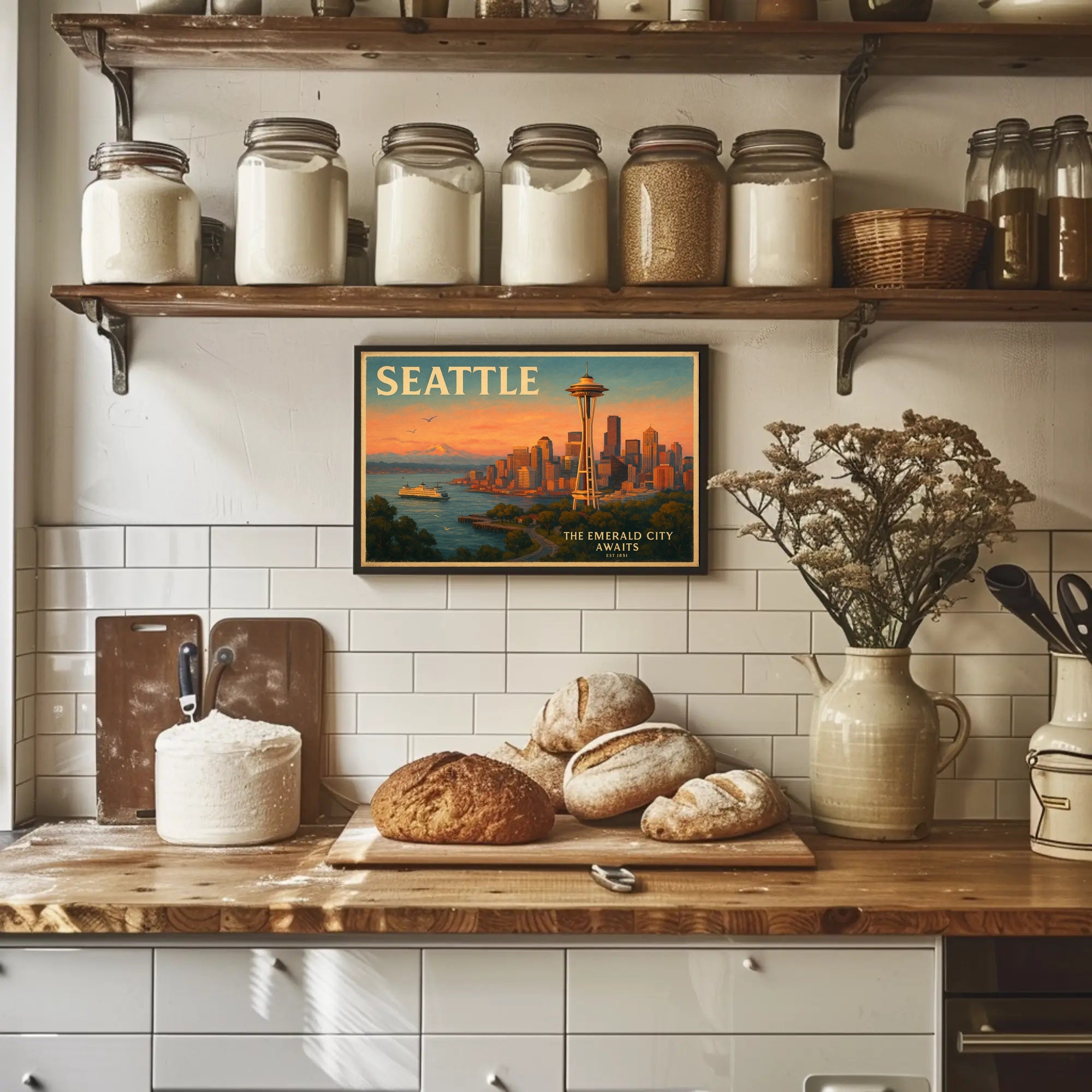 Seattle Travel Poster Art Print for Home Decor