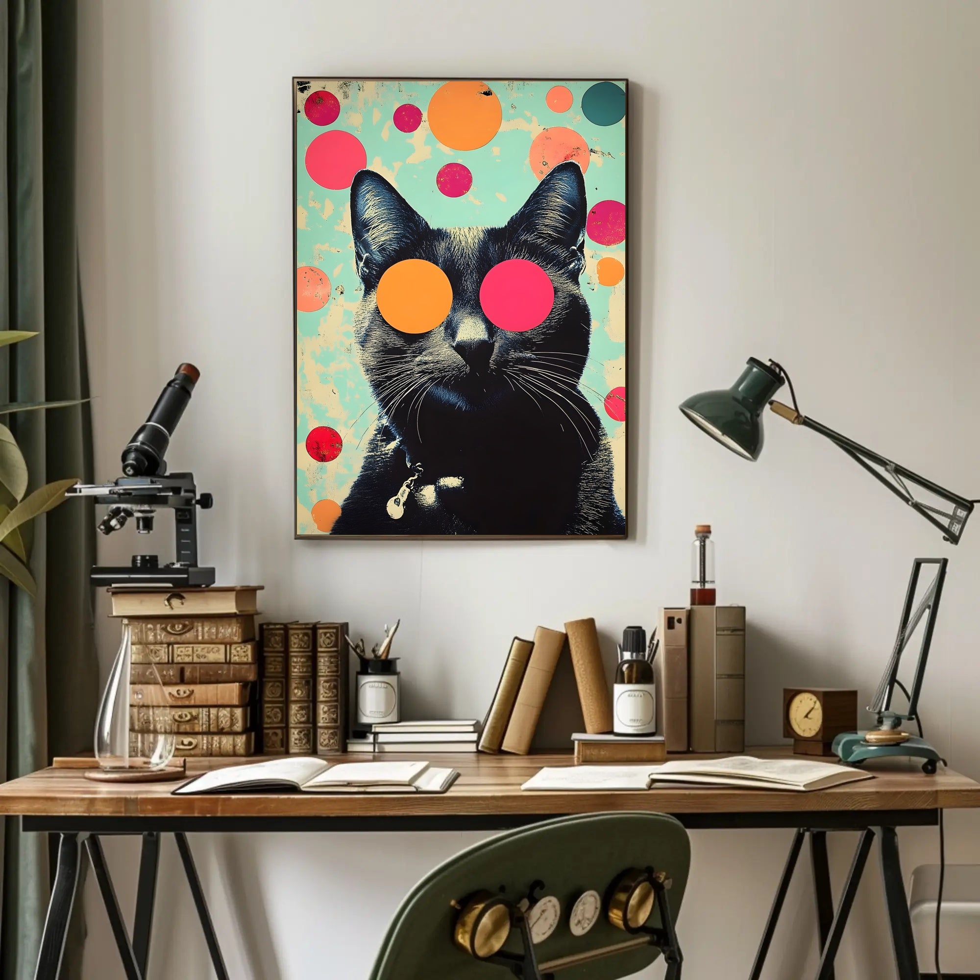 Psychedelic Cat Poster Abstract Wall Art Print