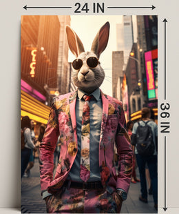 Stylish Rabbit In The City Poster