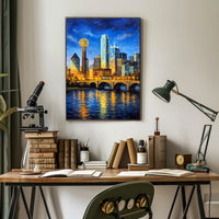 Illuminated Cityscape at Dusk Poster PosterGoat