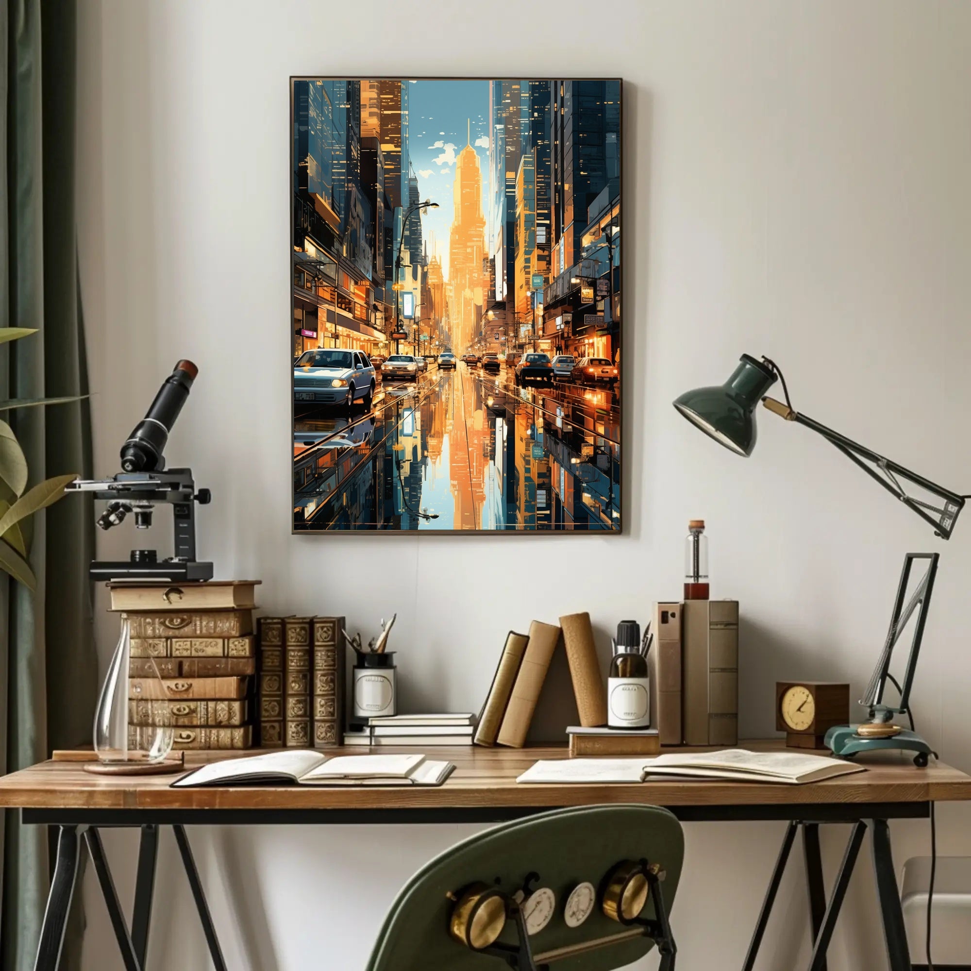 Modern Cityscape Skyline: Urban Lifestyle Artistic Poster