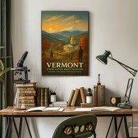Vermont Travel Poster Vintage Scenic Wall Art