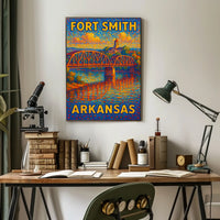 Fort Smith Arkansas Bridge Vintage Art Collector Poster