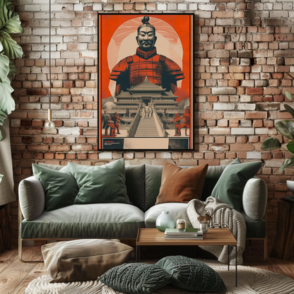 Terracotta Warrior Xian China Palace Vintage Travel Poster
