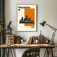 Houston Cityscape Silhouette Art Print Travel Poster