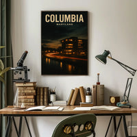 Columbia Maryland Night Cityscape Photography Poster