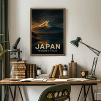 Mount Fuji Sunrise Travel Vintage Poster