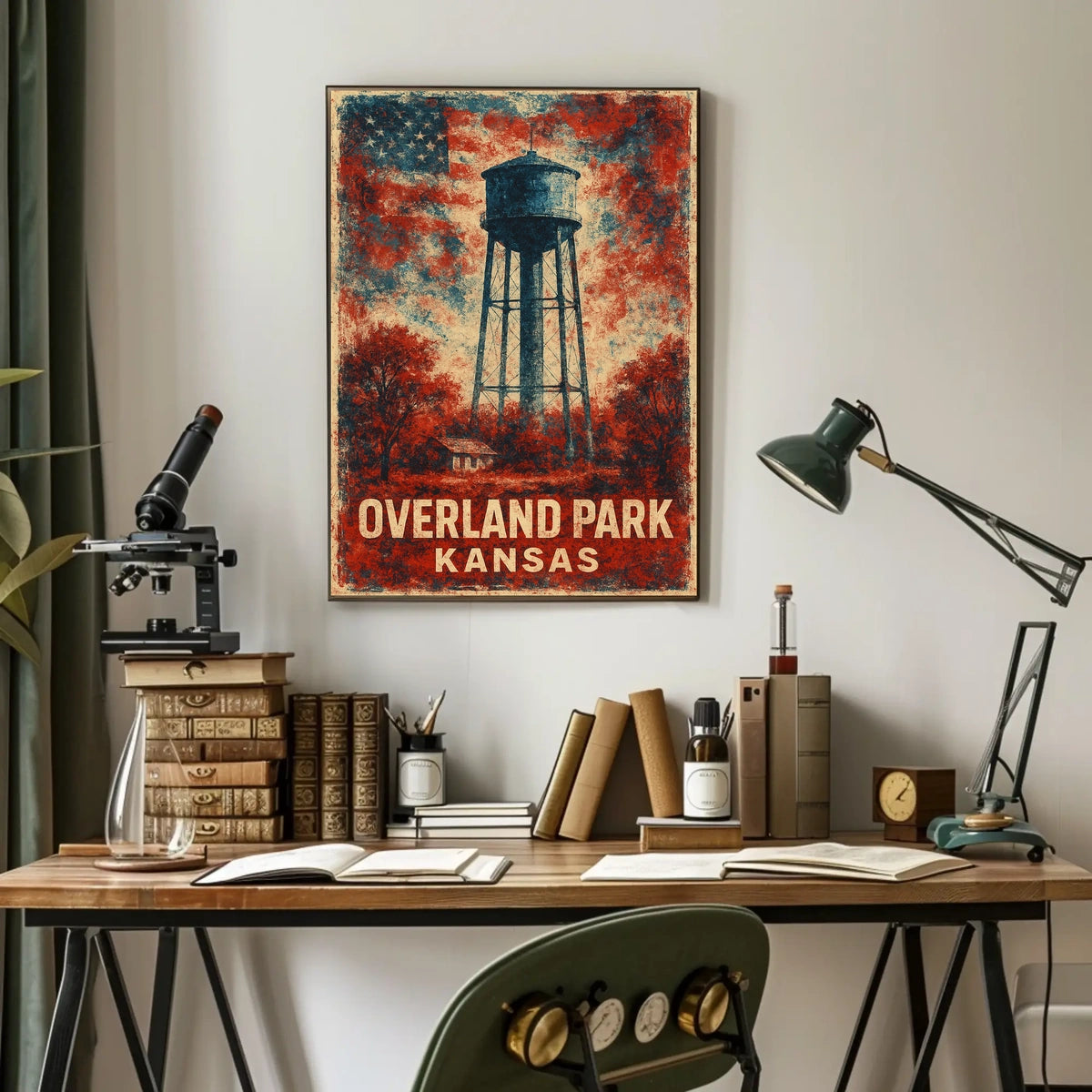 Overland Park Kansas Wanderlust Vintage Travel Map Poster