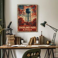 Overland Park Kansas Wanderlust Vintage Travel Map Poster