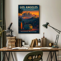 Los Angeles Sunset Vintage Art Poster Print