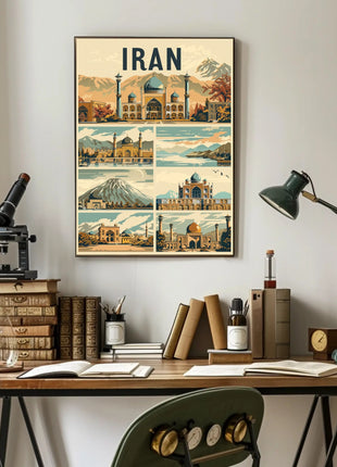 Iranian Landmarks Vintage Travel Poster