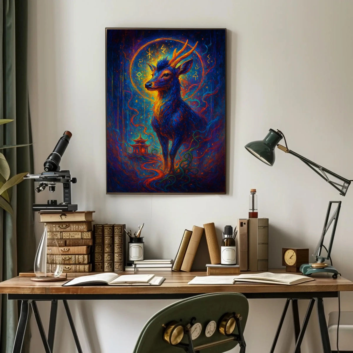 Mystical Deer in Enchanted Forest Poster