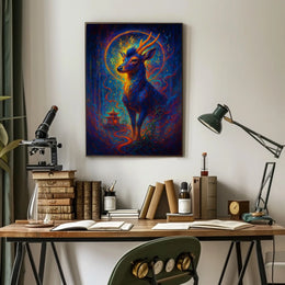 Mystical Deer in Enchanted Forest Poster