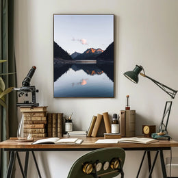 Serene Mountain Landscape at Dusk Photorealistic Poster