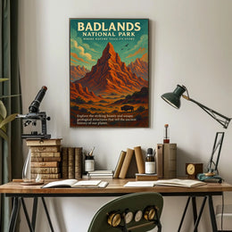 Badlands National Park Vintage Adventure Poster Print