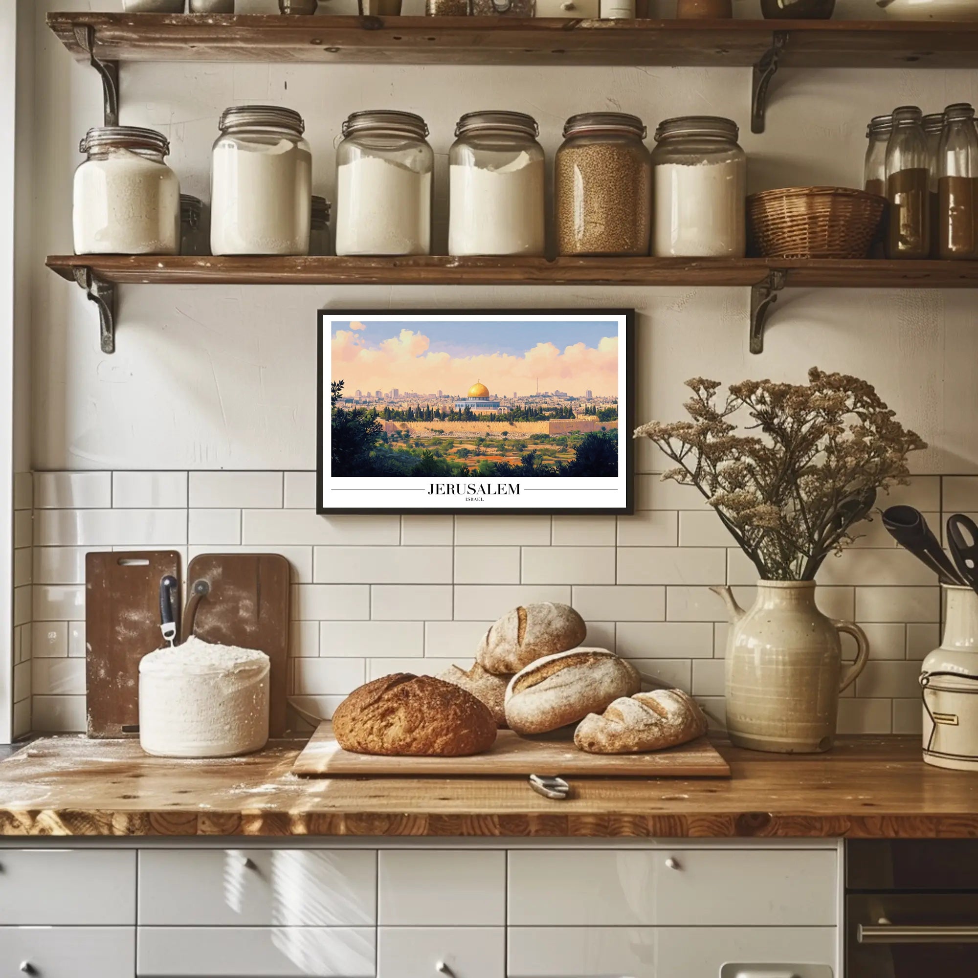 Jerusalem Skyline with Dome of the Rock Cityscape Poster