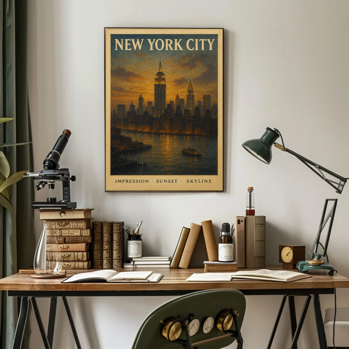 New York City Skyline at Sunset Poster